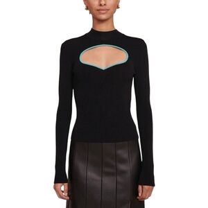 STAUD Clara Cutout Blouse / Black Crystal Waters L